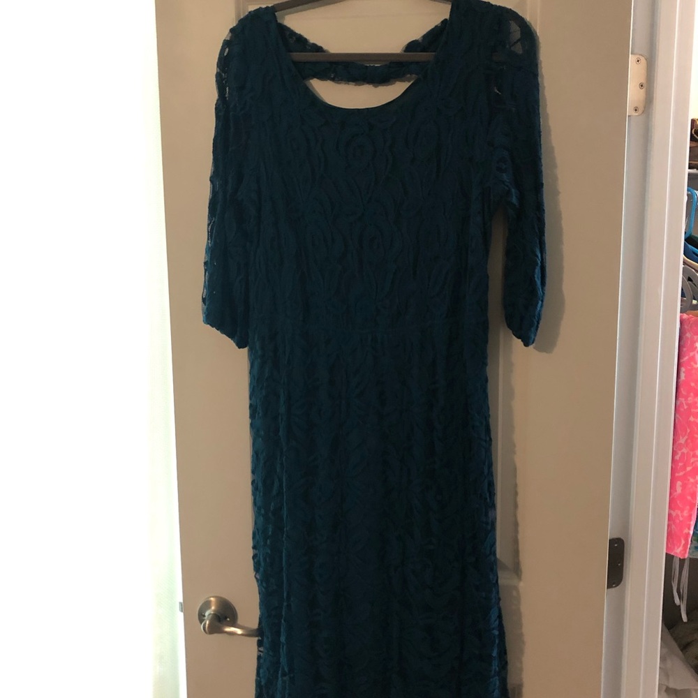ING (Macy’s) Teal Lace Dress